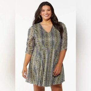 Cato | Plus Size Snakeskin Swing Dress Various Sizes Available